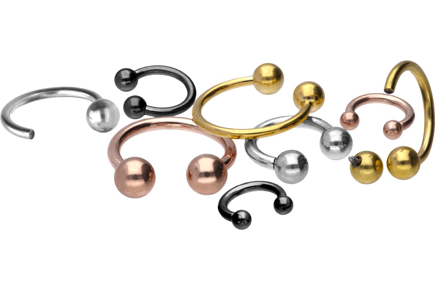 PIERCINGLINE Hufeisenring Chirurgenstahl – Diamantoptik, 1,2 Mm Stärke, 7 Mm Durchmesser, Mit Kugeln